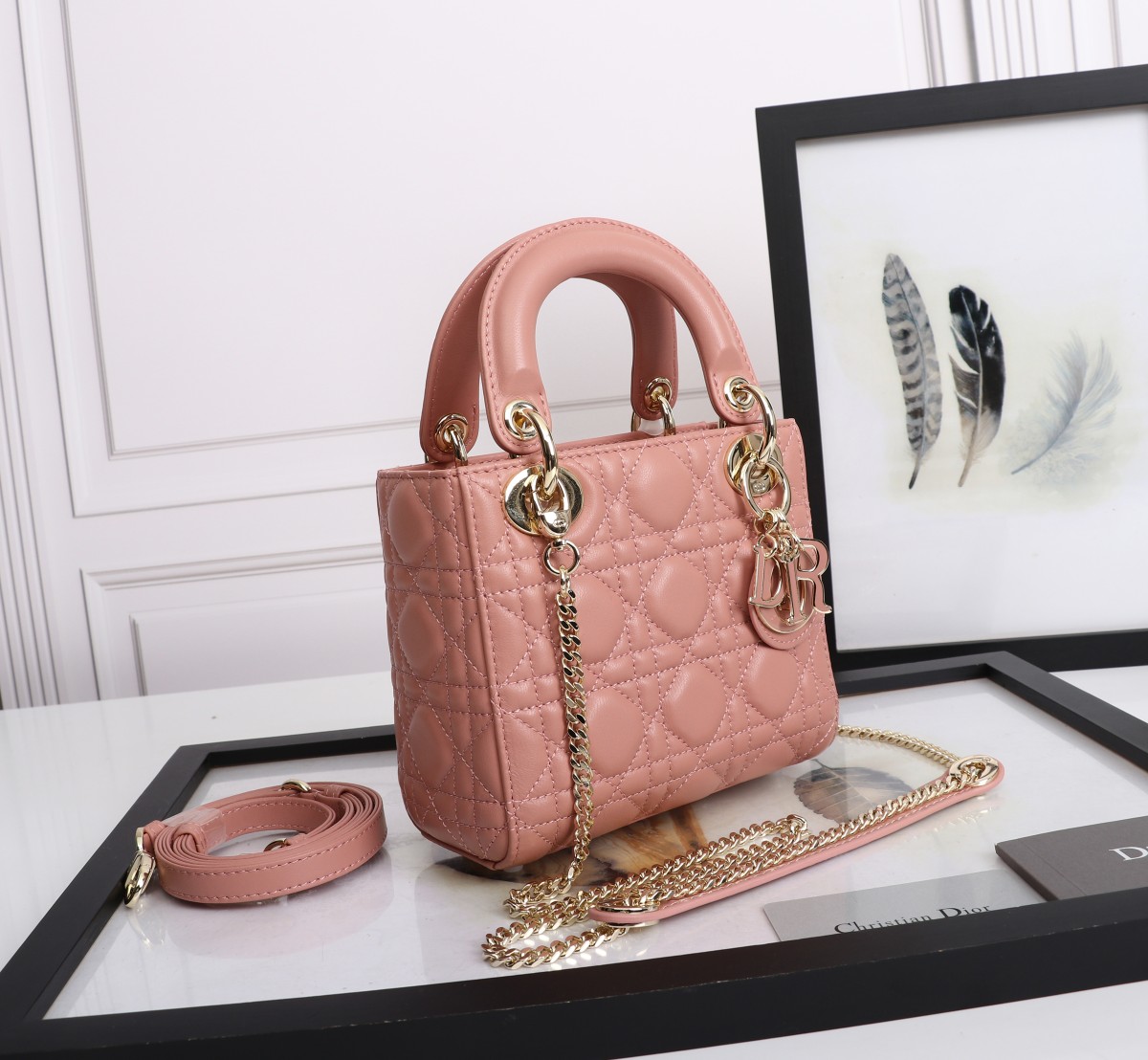 Mini Lady Dior Bag Pink Cannage Lambskin